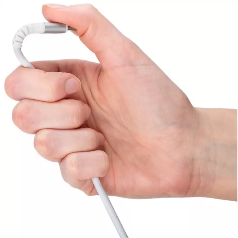 Super-weiches USB 2.0 geflochtenes Kabel, USB-C Stecker > USB-C Stecker (Weiß, 1 Meter)