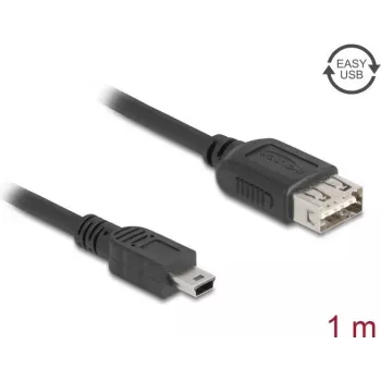 USB-2.0-Kabel DELOCK 81524 — Mini-USB B auf USB A, 1 m, schwarz