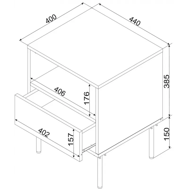 CAMA MEBLE TRESSE 400090 Nachttisch-Set (2 Stück), 44×40×53 cm, Kaschmir matt