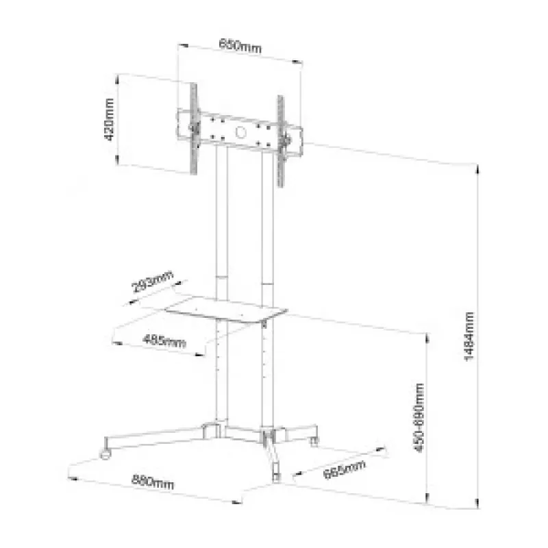 ART STO S-08A Mobiler TV-Wagen mit Halterung für 30-65 Zoll Bildschirme, max. 60 kg