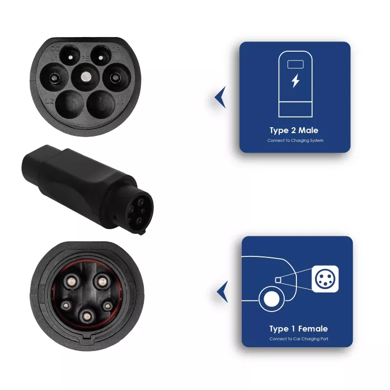 Akyga AK-SC-E08 EV-Ladeadapter Typ 2 (Buchse) / Typ 1 (Stecker) 32A