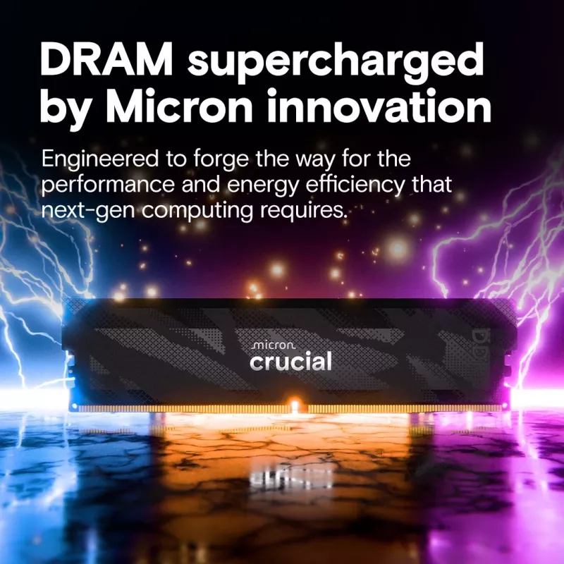 Crucial CP2K16G64C32U5B PRO Gaming OC DIMM Kit, 32GB, DDR5, 6400 Mhz, CL32, Black