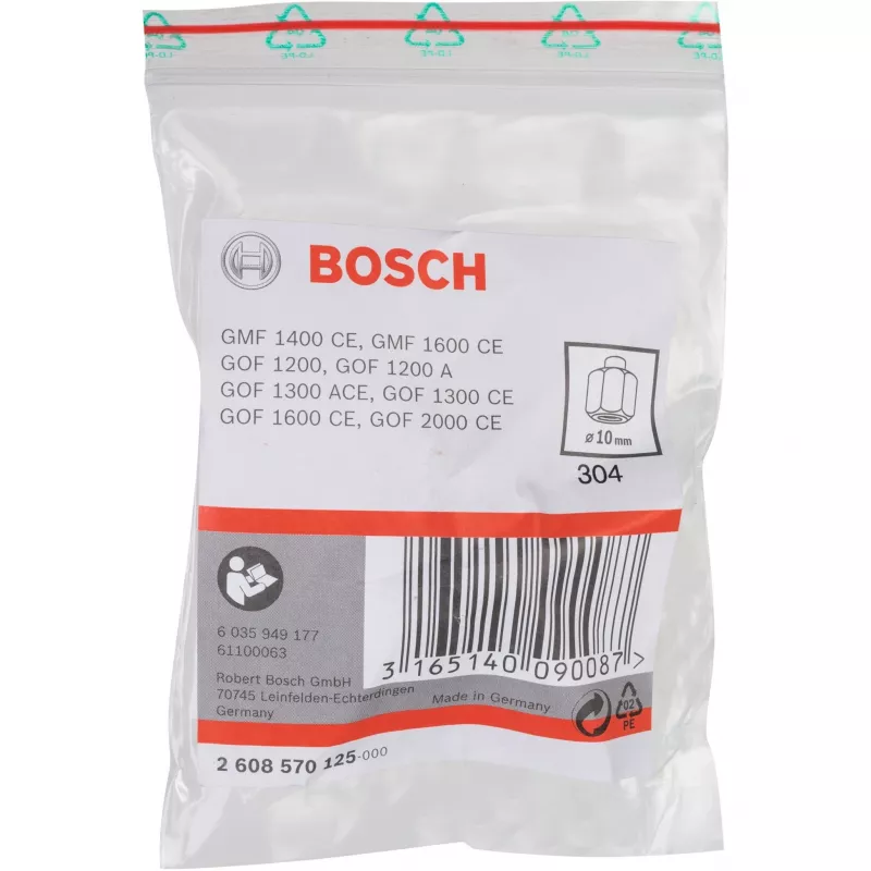 Bosch 2 608 570 125 Spannzange, 10 mm, Spannmutter SW 24 mm für Oberfräsen GOF/GMF