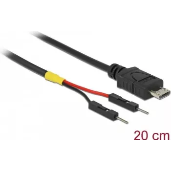 Delock USB Micro-B Stromkabel auf 2 x Einzelstiftleiste, 20 cm
