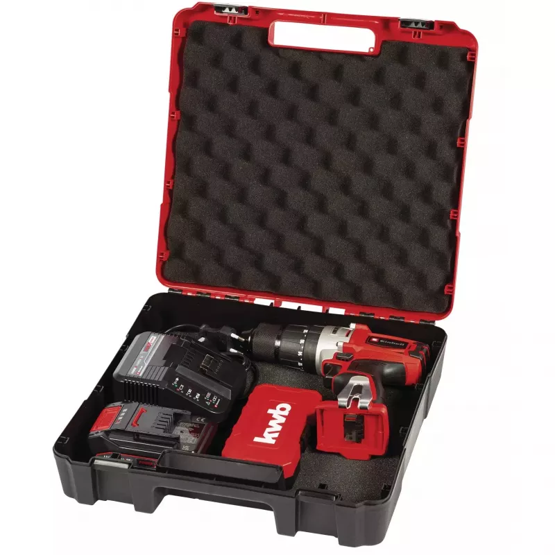 Einhell TE-CD 18/2 Li-i +22 Akku-Schlagbohrschrauber 18 V, 1250 U/min, inkl. 2,5-Ah-Akku, Ladegerät und Koffer, rot/schwarz