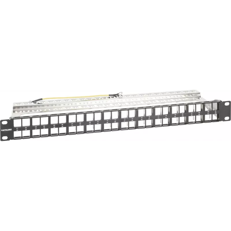 Intellinet 721028 Leeres Keystone Patchpanel, 48-Port, 1U, geschirmt, 19 Zoll