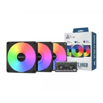 Montech GF120 V2 ARGB Computergehäuse-Lüftermodul 12 cm Schwarz 3 St.