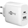 USB-C Dual-Schnellladegerät, PD, GaN, 65 Watt (Weiß, 1x USB-C, 1x USB-A, Power Delivery)