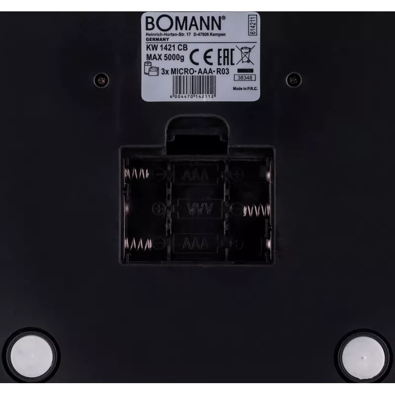 Bomann KW 1421 CB Küchenwaage, LCD-Display, Edelstahl, 160 x 230 x 18 mm, AAA, Schwarz (614211)