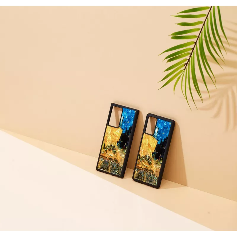 Handyhülle iKins für Samsung Galaxy Note 20 Ultra — schwarz, Café-Terrassen-Design