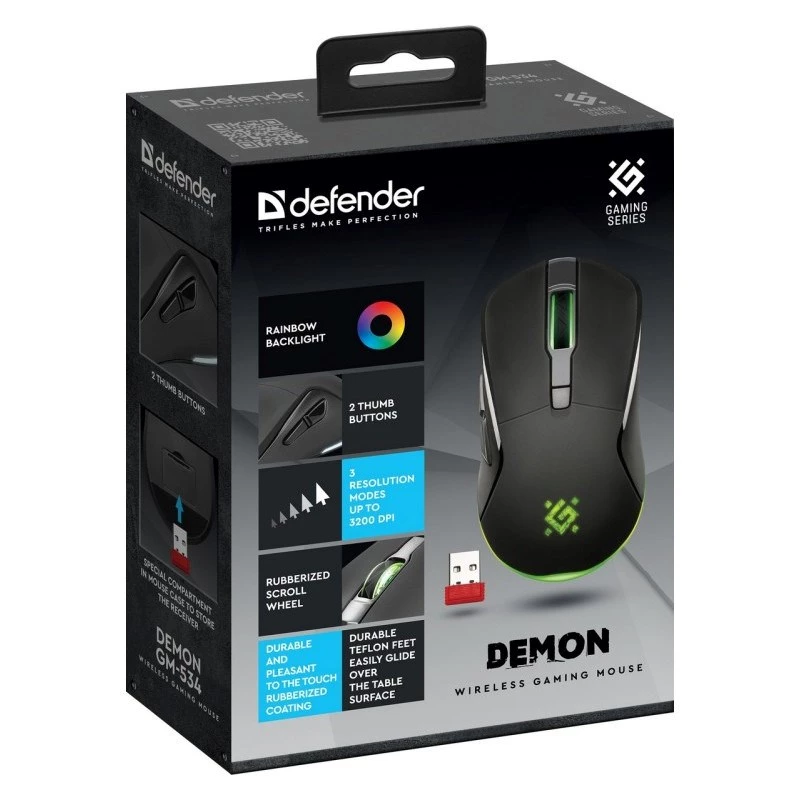 Defender Demon GM-534 RF kabellose Gaming-Maus, 3200 DPI, 6 Tasten