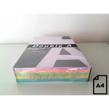 Farbiges Papier Double A, 80 g/m², A4, 100 Blatt, Rainbow 3, 5 Farben