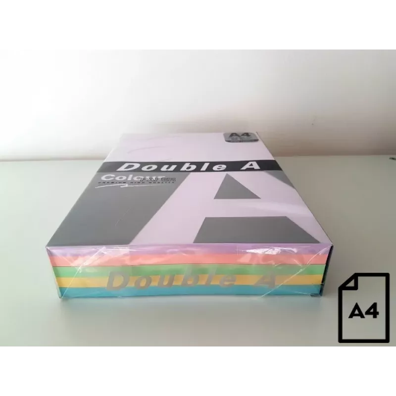 Farbiges Papier Double A, 80 g/m², A4, 100 Blatt, Rainbow 3, 5 Farben