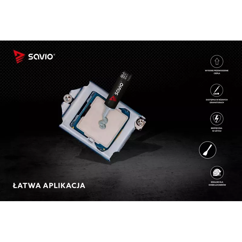 Wärmeleitpaste SAVIO TG-03 1 g — 13,5 W/m·K, grau, inklusive Applikator und Spatel