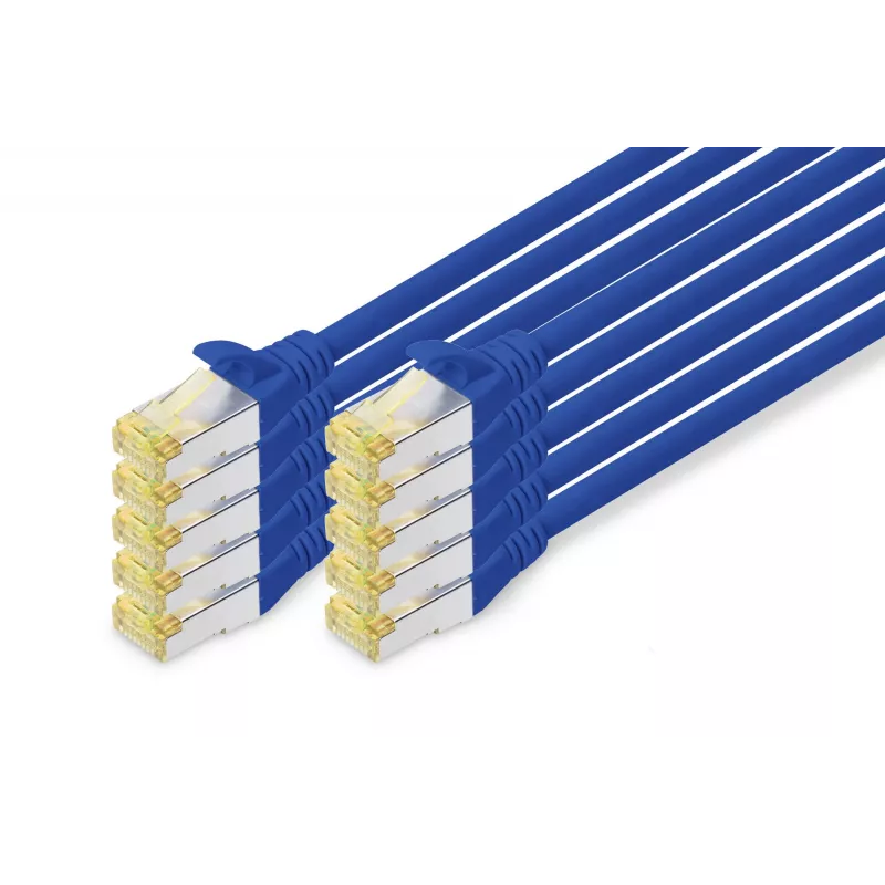 DIGITUS CAT 6A S/FTP Patchkabel-Set DK-1644-A-0025-B-10, 0,25 m, Blau, 10 Stück