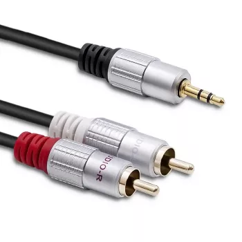 Audiokabel Qoltec 52339 1m 2x Cinch 3,5 mm Schwarz