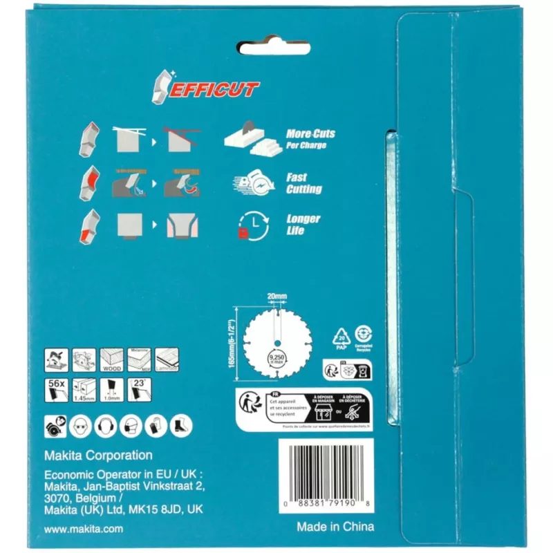 Makita Efficut B-57336-2 Kreissägeblatt, 165 x 20 mm, 56 Zähne, 2 Stück