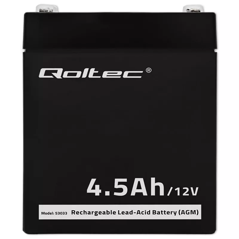 Qoltec 53033 AGM-Akku 12 V 4,5 Ah, max. 1,35 A, wartungsfrei