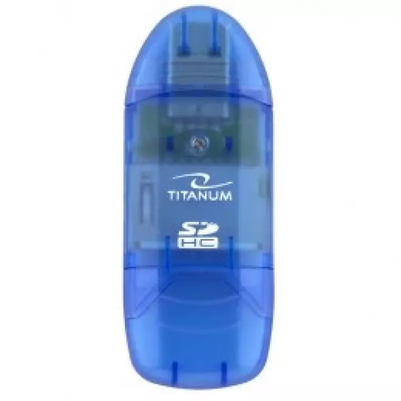 Titanum TA101B externer Kartenleser, USB 2.0, MicroSDHC/miniSD/MMC/SD/SDHC, blau