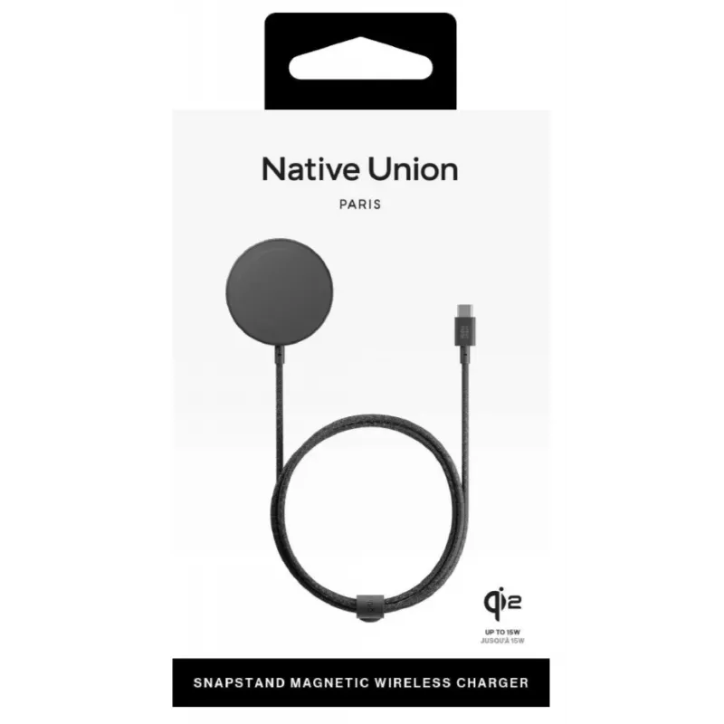 Native Union SnapStand Qi2 kabelloser Ladeständer, 15 W, MagSafe-kompatibel, Schwarz