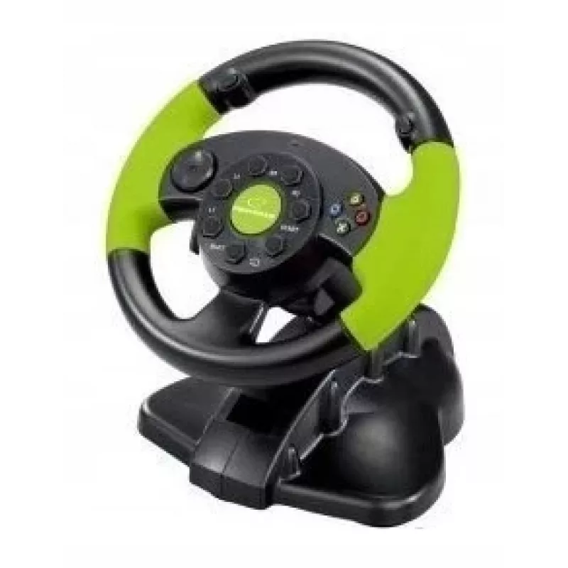 Esperanza EG104 High Octane Lenkrad mit Pedalen, PC/PS3/Xbox 360, Schwarz/Grün