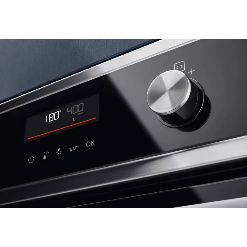 Electrolux EVL6E49X Einbau-Kompaktbackofen mit Mikrowellenfunktion, 44 l, 45,5 cm Höhe, Schwarz/Edelstahl