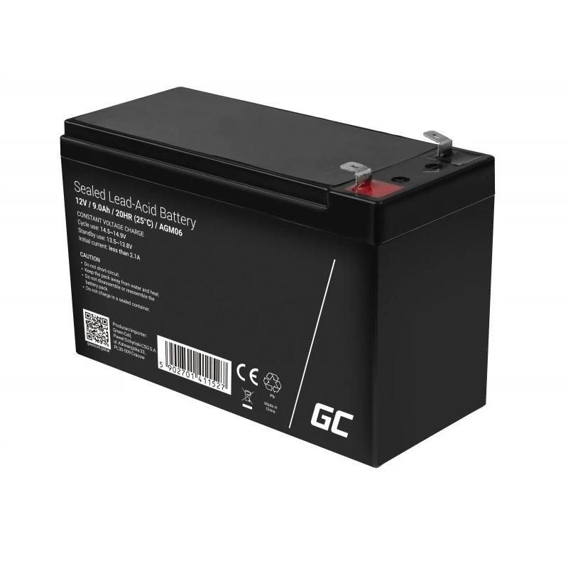 USV-Batterie Green Cell AGM06 — 12 V 9 Ah Blei-Vlies (VRLA) 95 × 151 × 65 mm, 2,3 kg