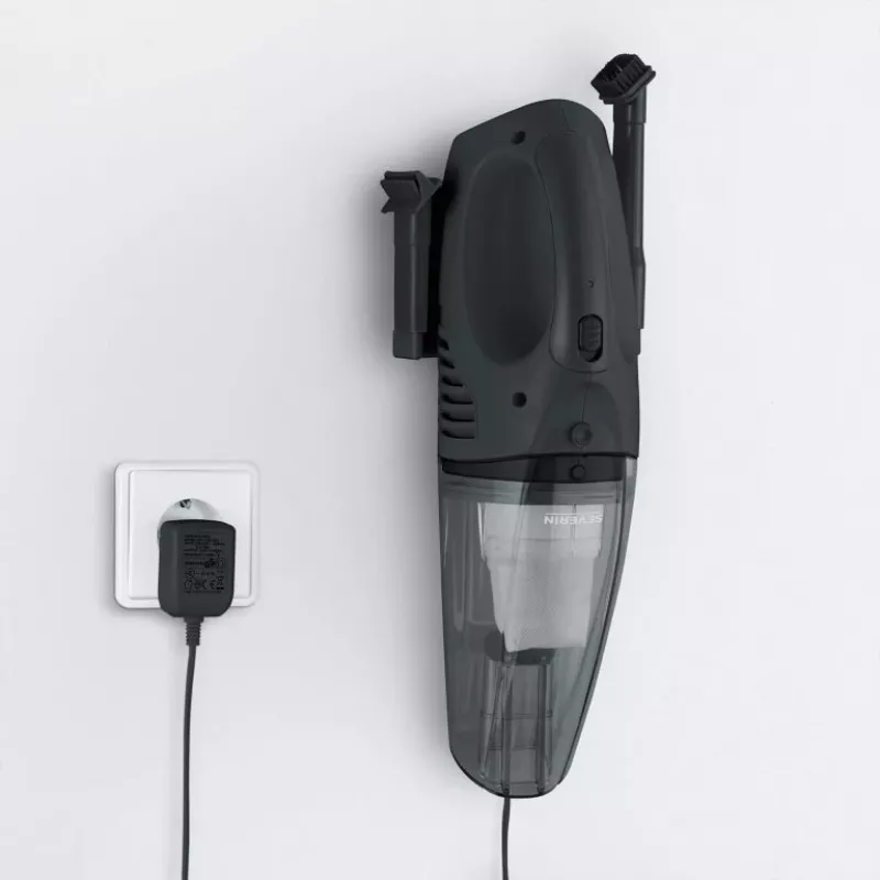 Severin HV 7963 Akku-Handsauger für Nass- und Trockensaugen, 7,4 V Li-Ion, 12-V-Ladekabel fürs Auto, Wandhalterung