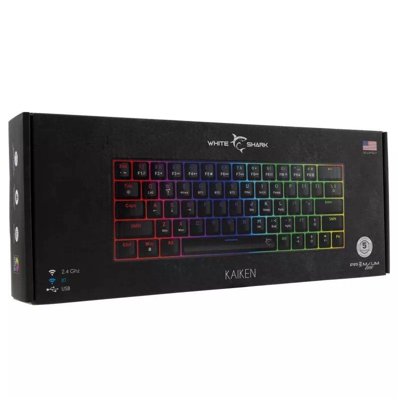 White Shark Kaiken GK-003111 Premium Line mechanische Tastatur, Red Switch, US-Layout