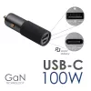 Akyga AK-CH-26 GaN-Kfz-Ladegerät 12/24 V, 100 W, USB-C PD 3.0 + USB-A QC 3.0, grau