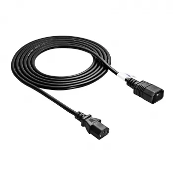 Akyga AK-PC-07A IEC C14 auf IEC C13 Stromverlängerungskabel, 3x 0,75 mm², 3 m, Schwarz