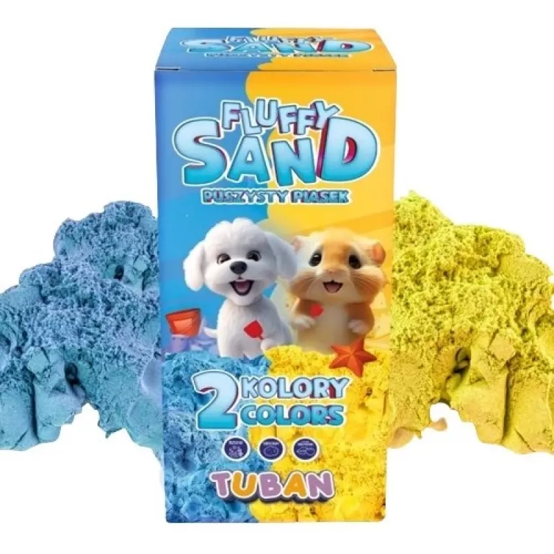 Kinder-Bastelset TUBAN Tuban SET FLUFFY SAND – blau & gelb, 2 × 70 g, Alter 3+