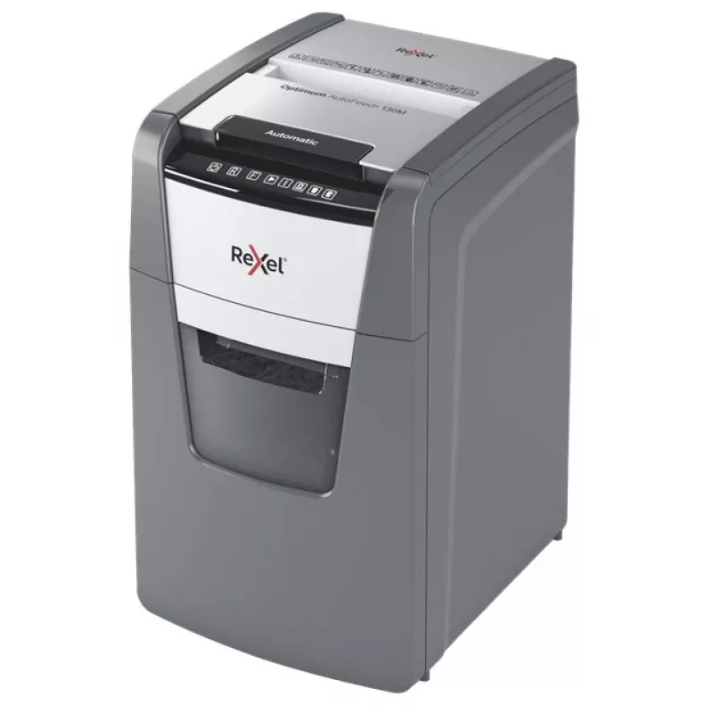 Rexel Optimum AutoFeed+ 130M Aktenvernichter, Mikroschnitt 2 x 15 mm, P-5, 130 Blatt, 44-l-Behälter