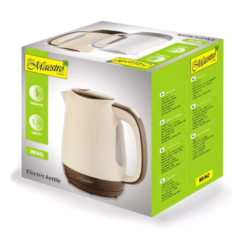 Feel-Maestro MR042 weißer Wasserkocher 1,7 L Grau, Weiß 2200 W