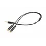 Gembird CCA-417M Audio-Adapter, 4-polig 3,5-mm-Stecker auf 2x 3,5-mm-Buchse, 0,2 m, Schwarz