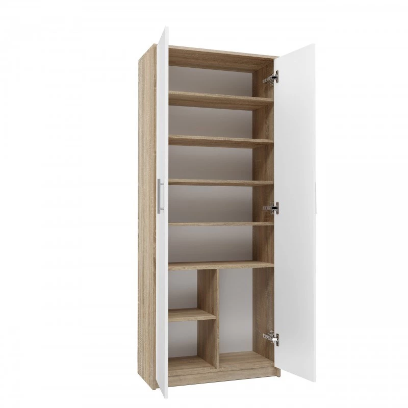 Aktenschrank OLIV 2D 74x35x180 cm, Sonoma-Eiche/weiß