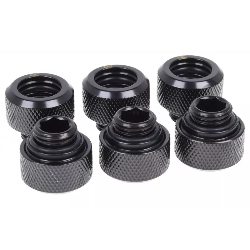 Alphacool 17377 Eiszapfen 13 mm Hardtube-Anschraubtülle G1/4, 6er-Pack, schwarz