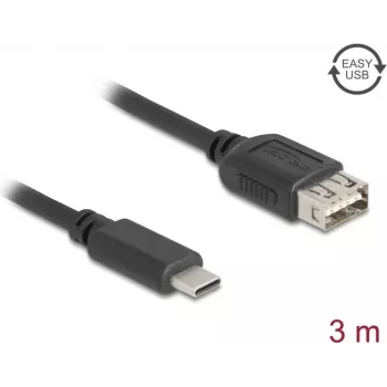 USB 2.0-Kabel DELOCK 81538 — USB‑C auf USB‑A, 3 m, schwarz
