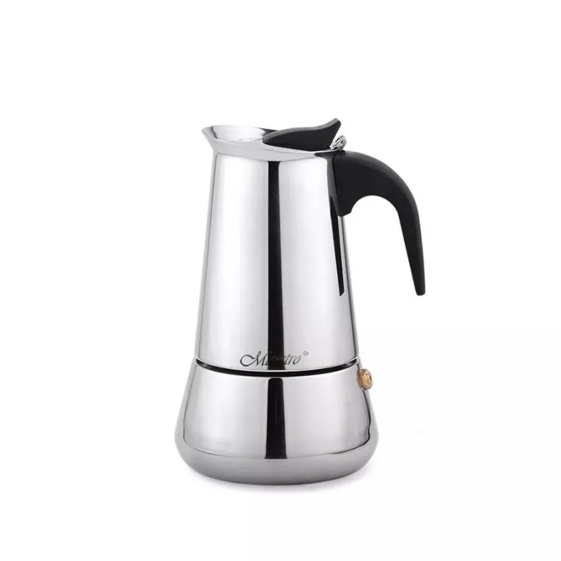 Moka pot Maestro MR-1660 0,2 L Edelstahl-Espressokocher, 4 Tassen, schwarzer Griff