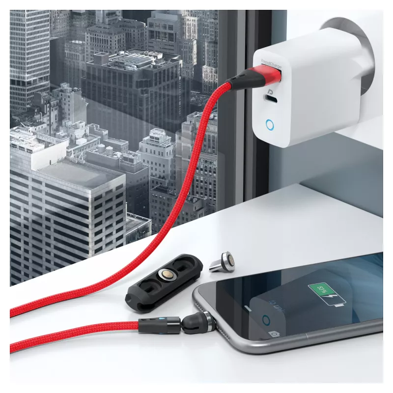USB-Kabel RealPower MagneticCharge3 1m USB A Schwarz Blau Rot
