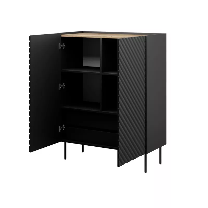 Regal cama meble ONDA 2D2SZ Bücherregal 98×45×127 cm schwarz