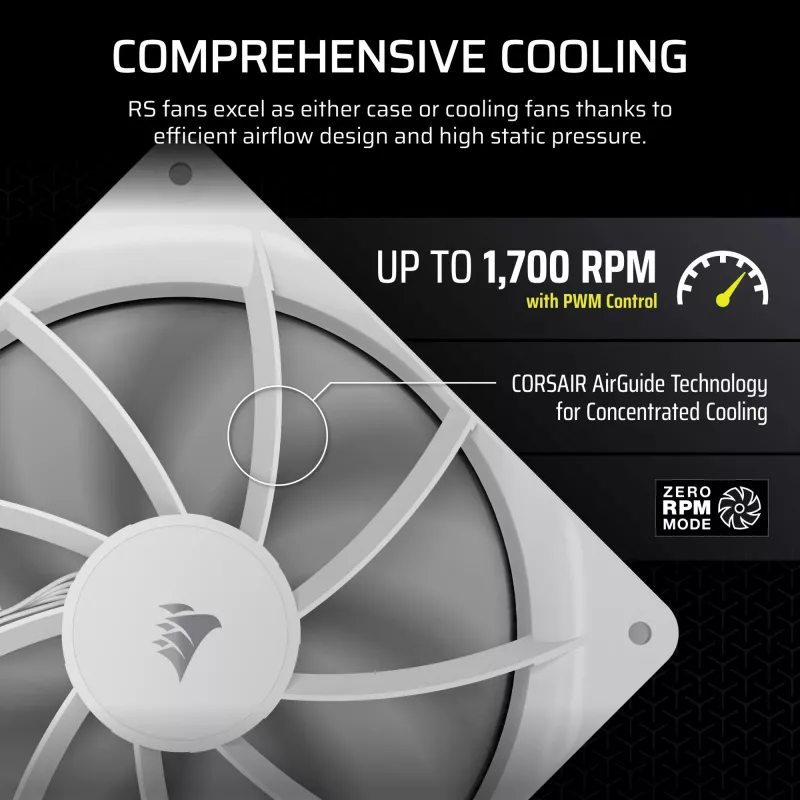 Corsair RS140 Dual Pack Gehäuselüfter, 140 mm, Weiß, CO-9050195-WW