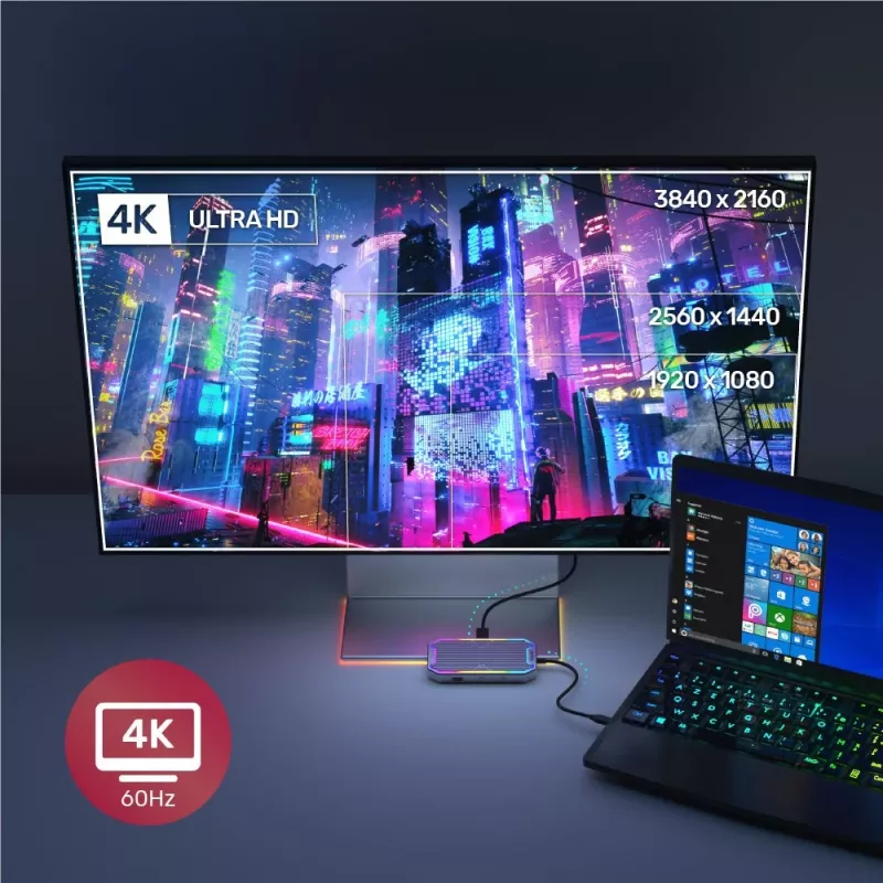 Unitek uHUB S7+ D1029A USB-C-Hub, USB 3.2 Gen 2 10 Gbps, HDMI 2.0, Gigabit-RJ45, 3,5-mm-Audio, 100 W, grau