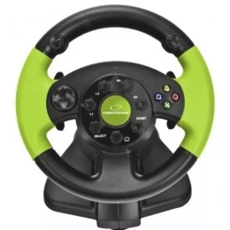 Esperanza EG104 High Octane Lenkrad mit Pedalen, PC/PS3/Xbox 360, Schwarz/Grün