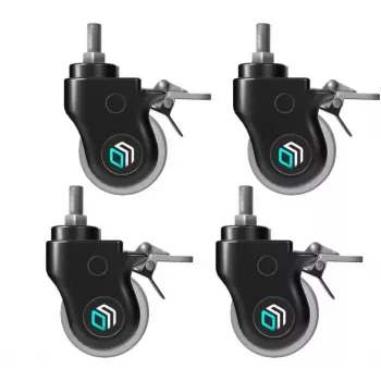 Rollen-Set für ONKRON AWL75-B Signage-Display-Ständer, 4 Stück, Kunststoff und Gummi, schwarz/weiß