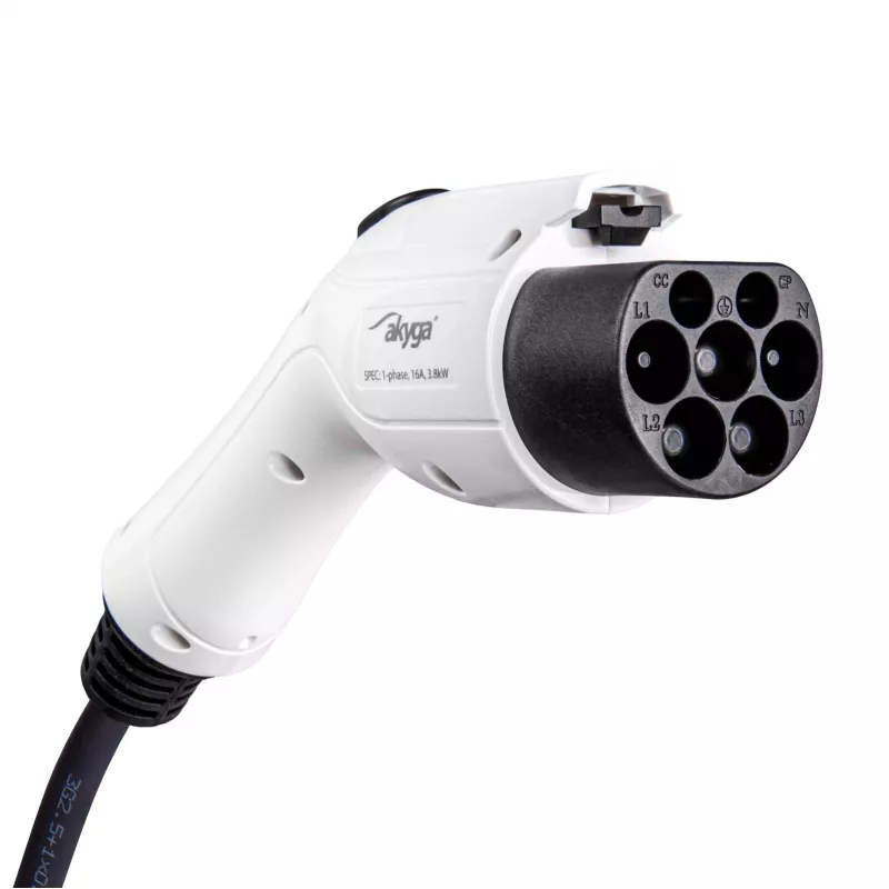 Akyga AK-EC-24 mobiles EV-Ladegerät, GB/T, CEE-5-Pin-Stecker, dreiphasig, 32 A, 22 kW, LCD, 5 m