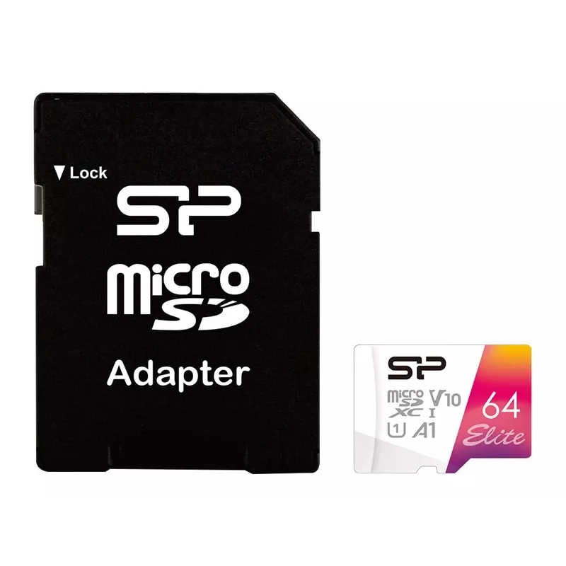 Silicon Power Elite microSDXC 64GB UHS-I Class 10 V10 Speicherkarte mit Adapter (SP064GBSTXBV1V20SP)