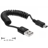 DeLOCK 83164 USB 2.0 Spiralkabel, USB-A auf Mini-USB B, 0,6 m, Schwarz