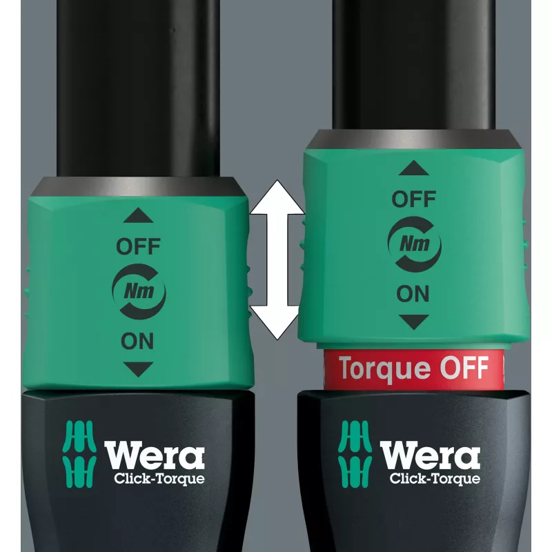 Wera Click-Torque Lock C3 05075692001 Drehmomentschlüssel mit Umschaltknarre, 1/2 Zoll, 40–200 Nm, Schwarz/Grün