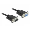 Delock RS-232 Serielles Kabel, D-Sub 9 Stecker auf Buchse, schlankes Steckergehäuse, 3 m, Schwarz